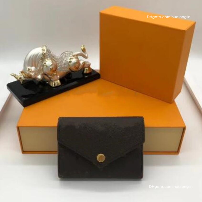 

Golden button Designer women wallet purse card holder with box ladies girls flowers letters grid, Brown flower-brown inside