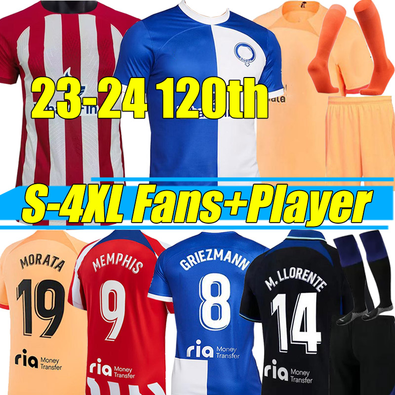 

4XL 120th Years Anniversary AtlETicO MaDriDS Soccer Jerseys 23/24 GRIEZMANN CORREA M. LLORENTE Correa KOKE MORATA Camiseta Football Shirt 120 Men Kids Kits sock set, Basa 22-23