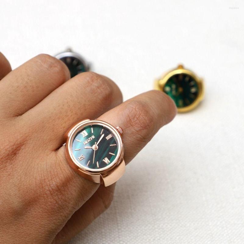 

Wristwatches Fashion Accessories Gift Vintage Ring Watch Elastic Stretchy Rings Digital Round Quartz Finger, Gold