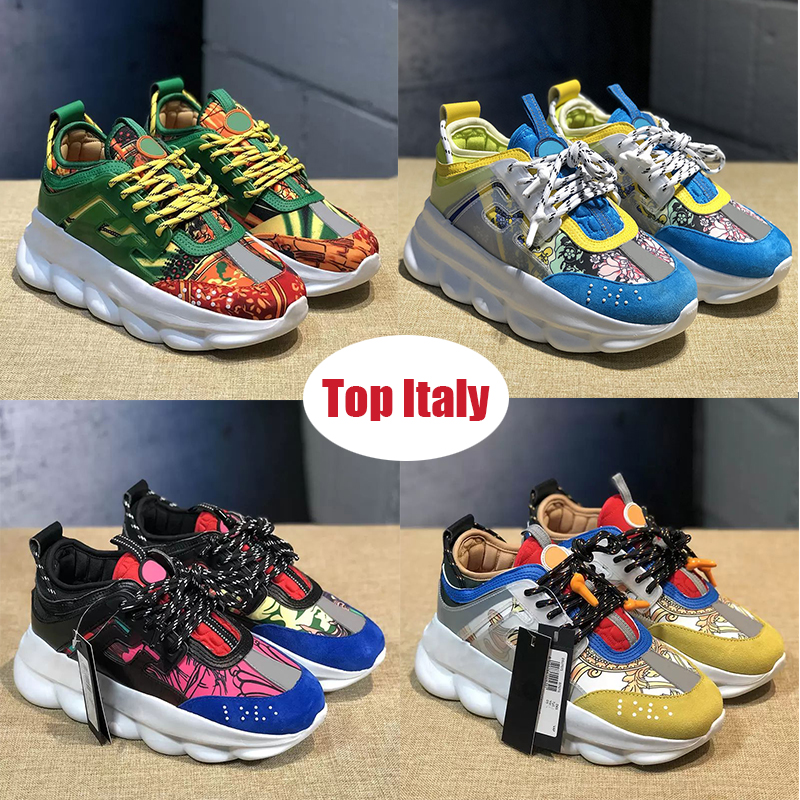 

Top Designer Italy Casual Shoes Chain Recation Sneakers Reflevtive Height Triple Black White Multi-color suede red blue yellow fluo tan men women Fashion Trainers, C32