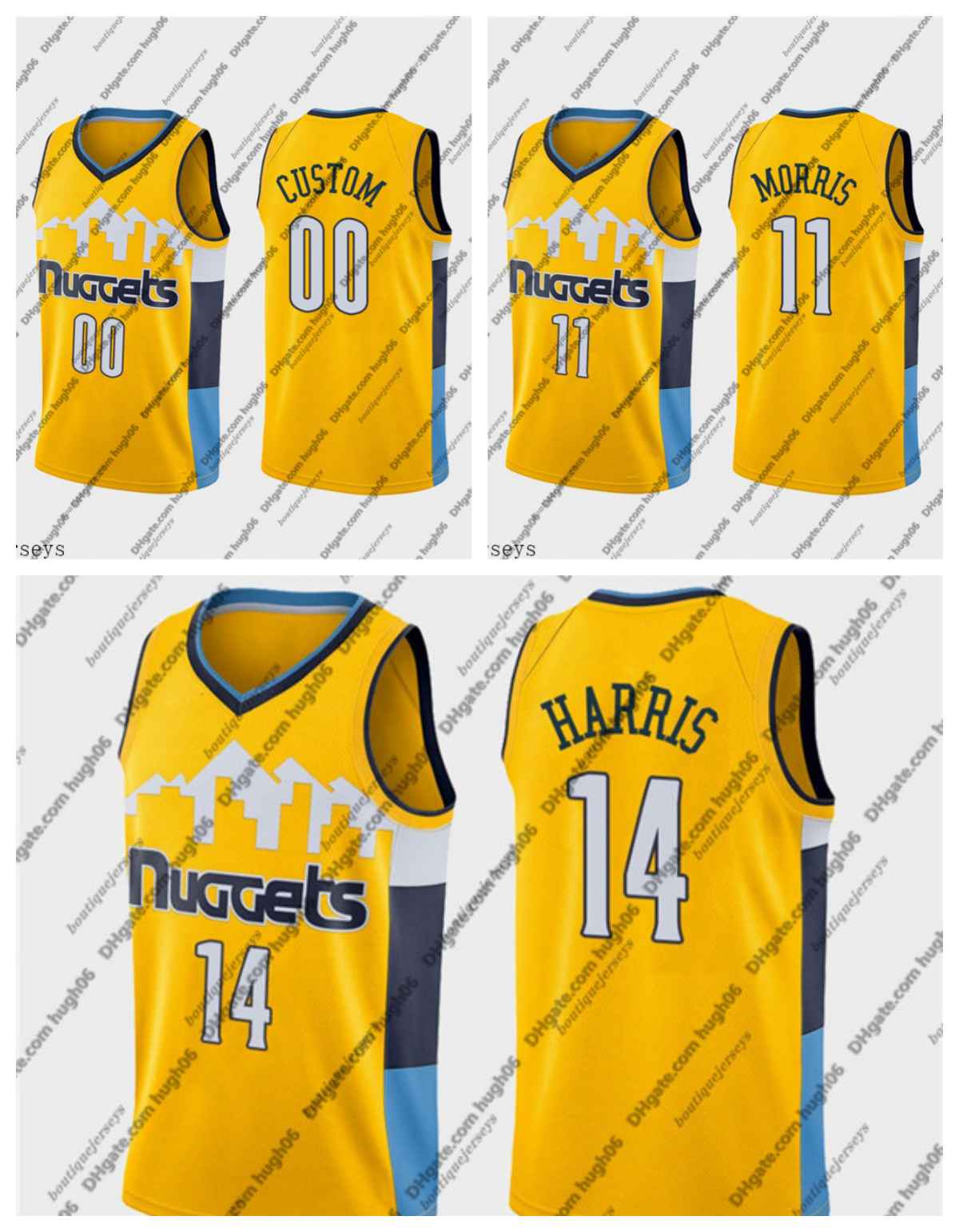 

Denver''Nuggets''Men Jersey 11 Monte Morris 14 Gary Harris Custom Gold Statement''NBA''Basketball Jerseys, #2