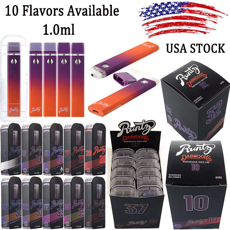 

US In Stock Dabwoods X Runty Disposable E Cigarettes 1.0ml Empty Vape Pen 280mah Battery Rechargeable Cartridge 10 Flavors Disposable Device