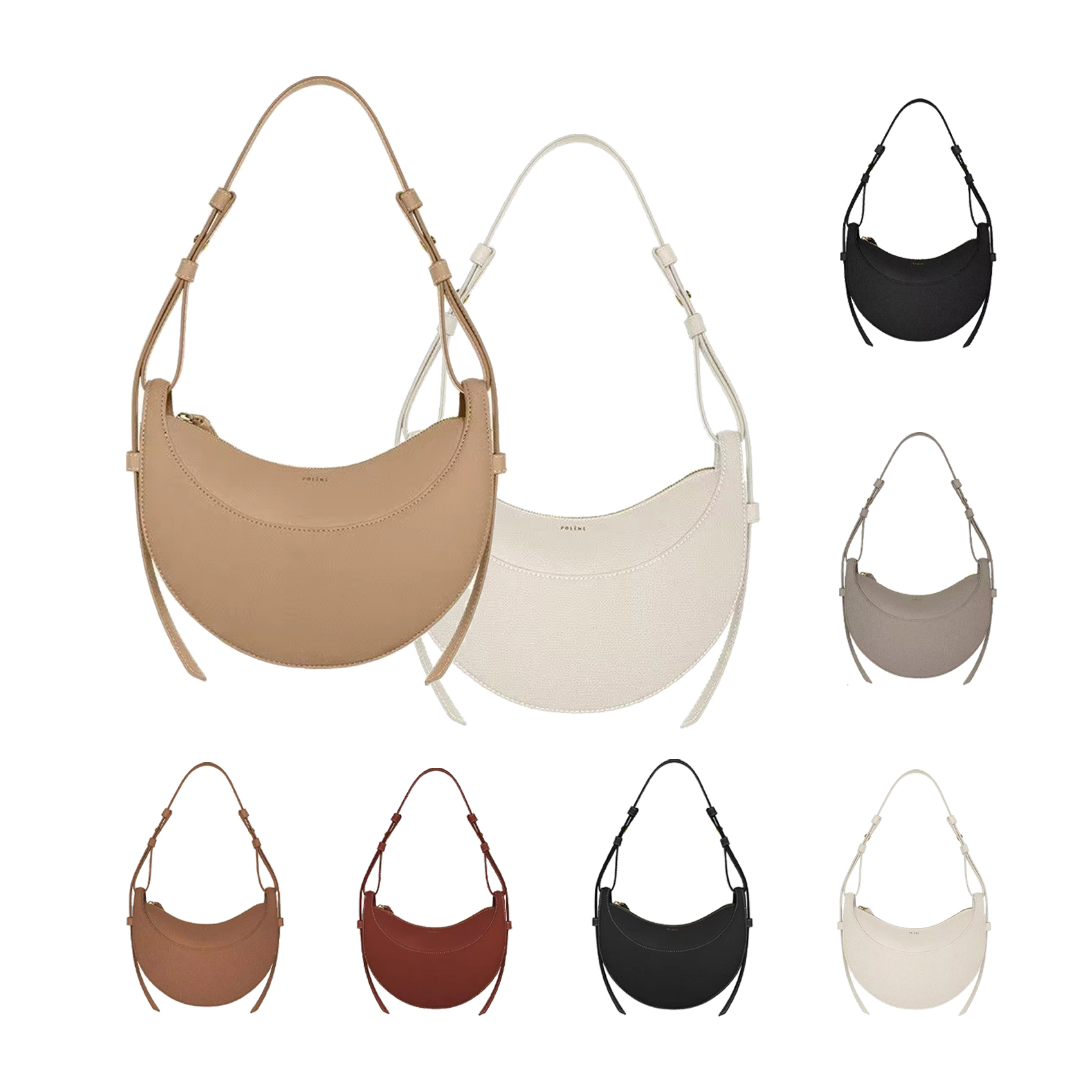 

polenes cyme Polene Numero dix half moon Bags mens Leather Luxury the tote handbag Designer bucket bag small Crossbody purses Womens Hobo clutch Shoulder travel bags, Khaki