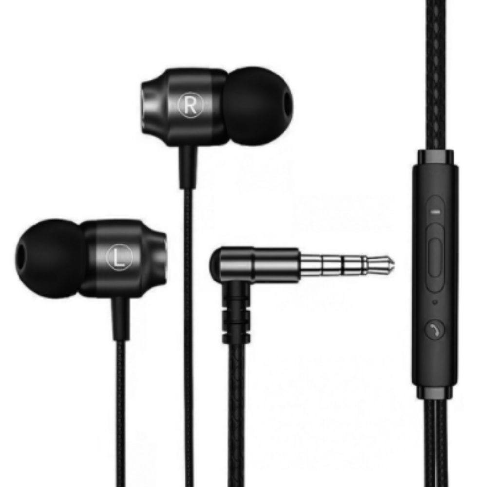 

Metal Wired Earphone 7.1 Channel HiFi Stereo Bass HD Audio Multiple Noise Reduction 3.5mm Magnetic Wired Control In-ear Earbuds Sports Headphone with Mic, Black
