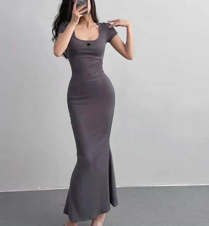 

Woman Clothing Casual Dresses Short Sleeve Summer Womens Dress Camisole Skirt Outwear Slim Style With Budge Designer Lady Sexy Dresses, Brown