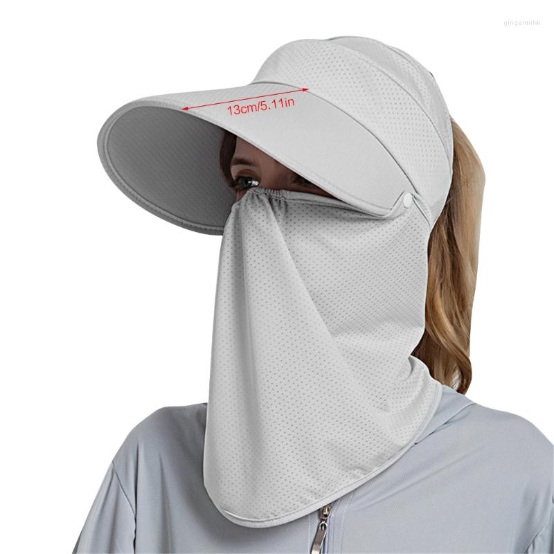 

Wide Brim Hats Brimmed Face Cover Hat For Women UV Protection Summer Cap Foldable Fishing Mesh Visor Sports Headwear, White