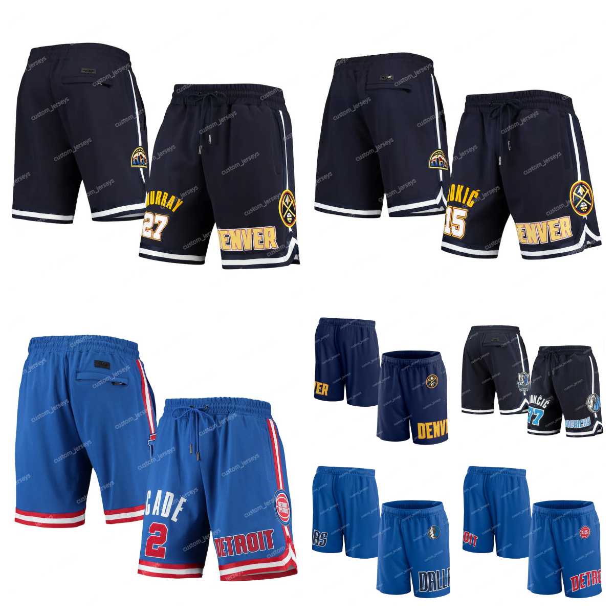 

Dallas''Mavericks''Denver Nuggets''Detroit''Pistons Black Men Player Basketball Shorts Pocket Basketball Jersey Pants, #1