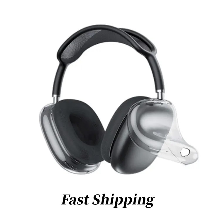 

For Airpods Max Headband Headphone Cushions Accessories Solid Silicone High Custom Waterproof Protective plastic Headphone Travel Case, Black