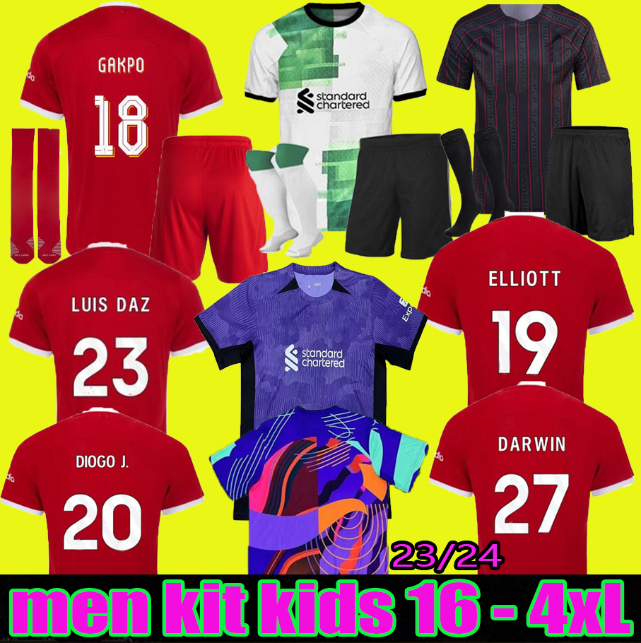 

22 23 GAKPO DARWIN soccer jerseys home away 3rd 2023 2024 Mohamed Diogo Luis DIaz Alexander Arnold CARVALHO ELLIOTT football kit tops shirts men kids uniform, Player