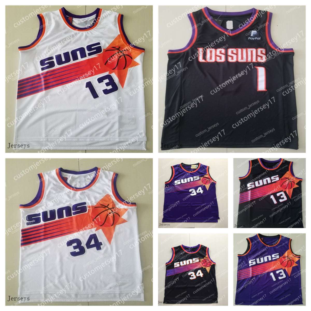 

Phoenix''Suns''Men Jersey 1 Booker 13 Nash 34 Barkley High School Devin College Basketball''NBA''City Jerseys, #5