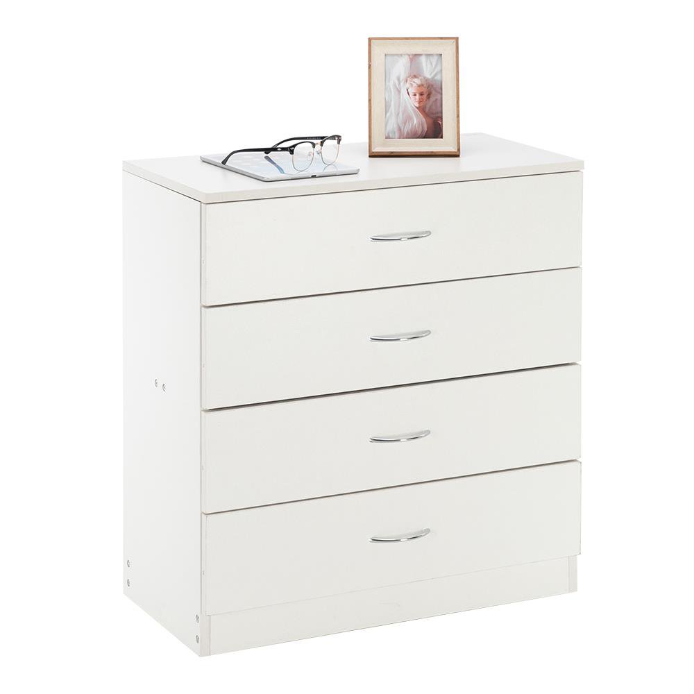 

4 Drawers Night Stand Bedside Storage Organizer Wooden Bedroom Furniture White