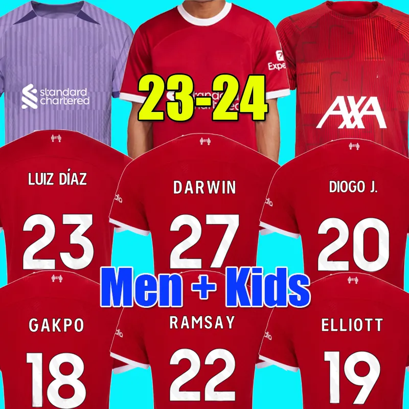 

3XL 4XL 23 24 soccer jerseys GAKPO DARWIN 2023 Mohamed Luis DIaz Alexander Arnold football kit tops shirts men kids uniform A.BECKER goalkeeper, Pre-match suit