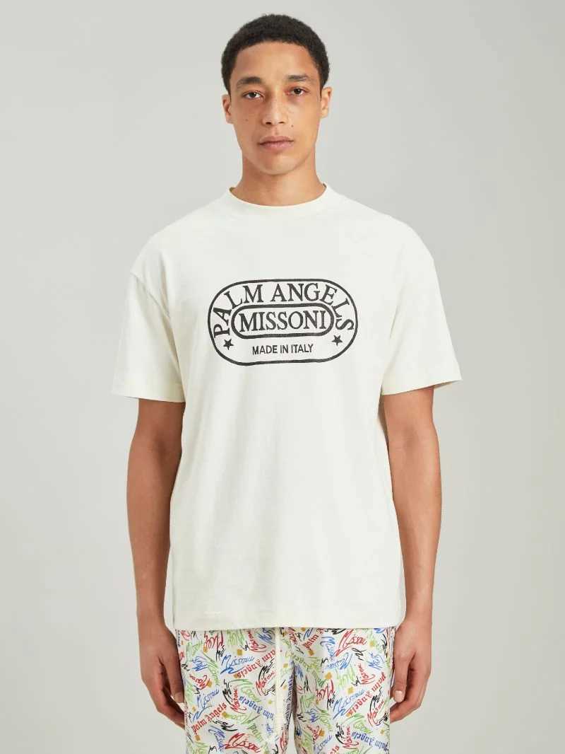 

Designer Fashion Clothing Tees Tshirt Palms Missoni joint T heritage logo short sleeve mens womens casual loose Tshirt Luxury Streetwear Casual Sportswear T Angels, [key black]]