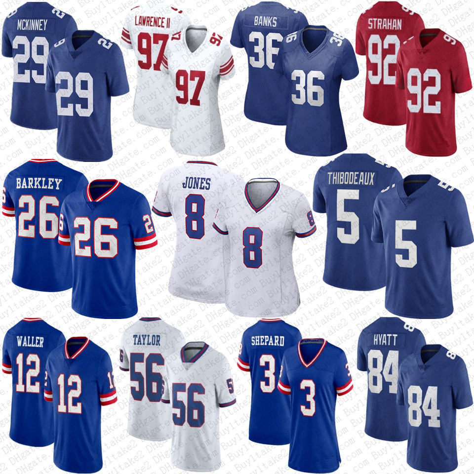 

36 Deonte Banks Saquon Barkley Custom Football Jersey Kayvon Thibodeaux Jalin Hyatt Daniel Jones Dexter Lawrence Taylor Darren Waller Giants Michael Strahan Simms, Youth
