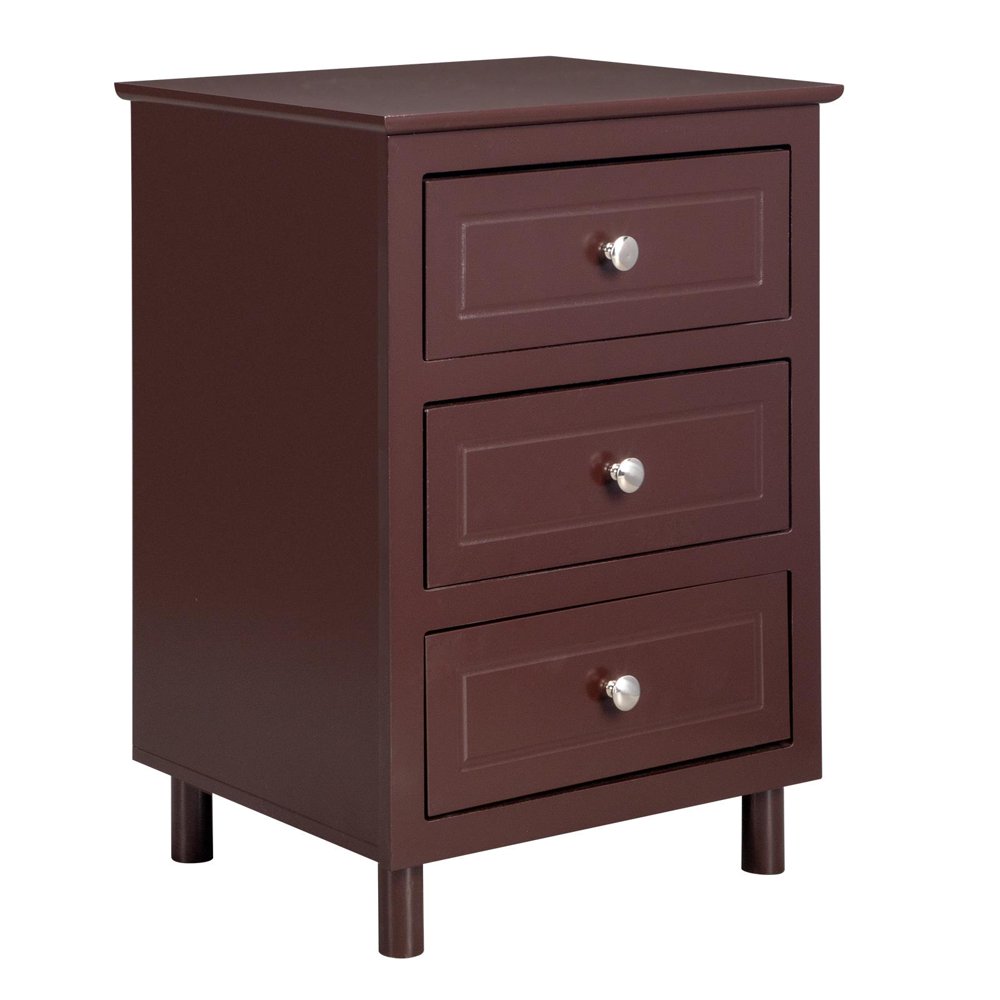 

Nightstand End Beside Table 3 Drawer Storage Organizer Room Furniture,Brown