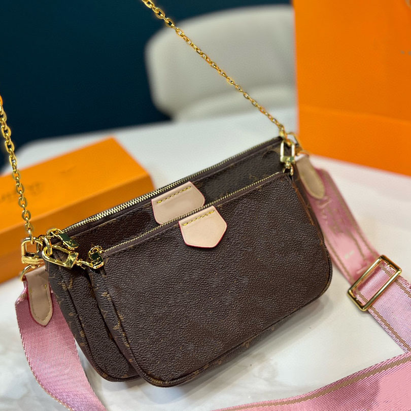 

Designer bag Multi Pochette Accessories triple messenger bag handbag leather retro pattern shoulder handbag crossbody purse new shoulder bag clutch handbag, 1#