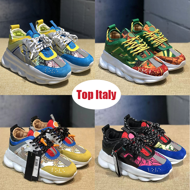 

Top Italy Chain Reaction Shoes Sneakers Reflective Height Casual Designer Triple Black Withe Multi-color suede Luxury Fashion Women Men Designers Trainers, C32
