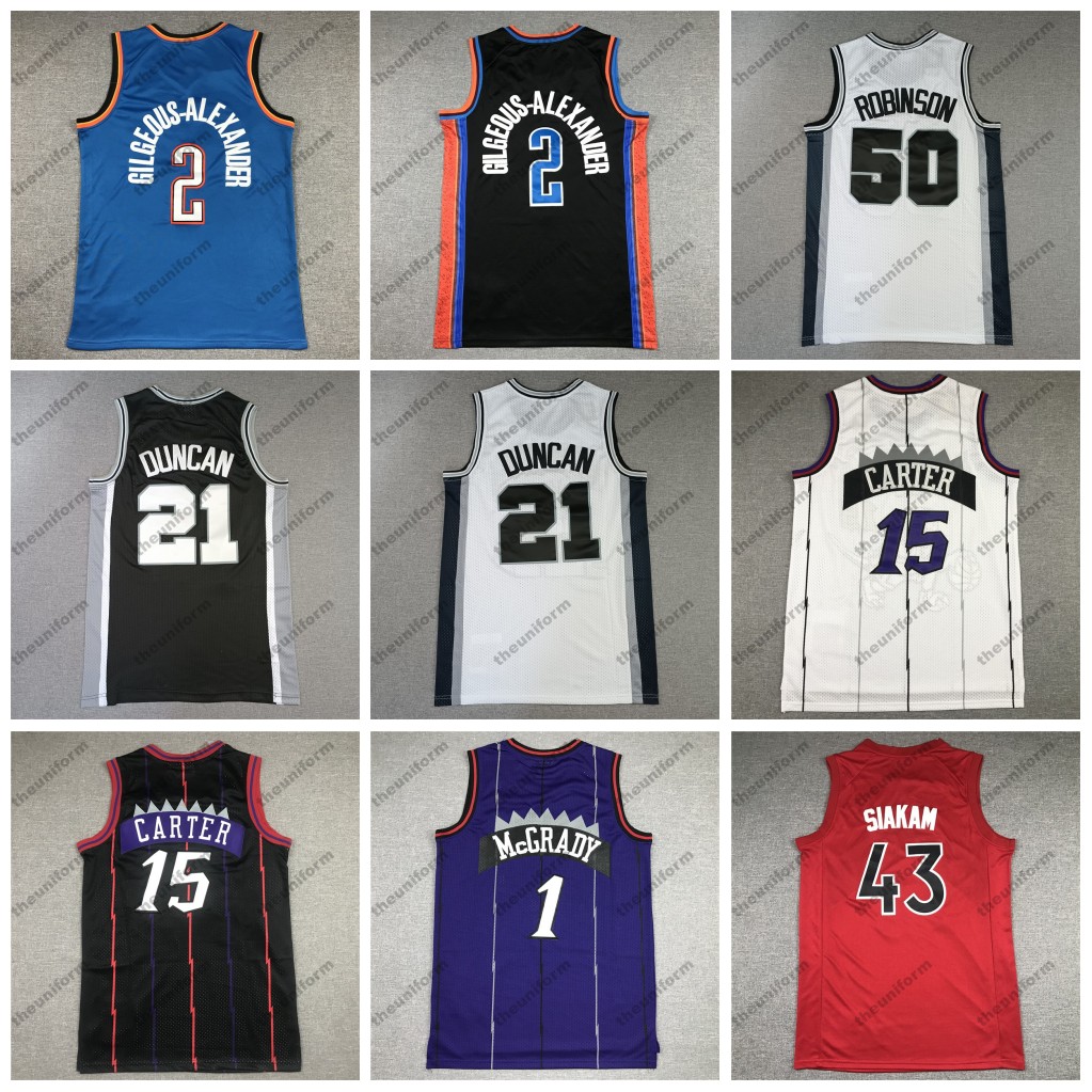 

Mens Basketball Jerseys 2 Gilgeous-Alexander 21 Duncan 15 Carter 50 Robinson 1 McGrady 43 Siakam Sports Jersey, Color 2