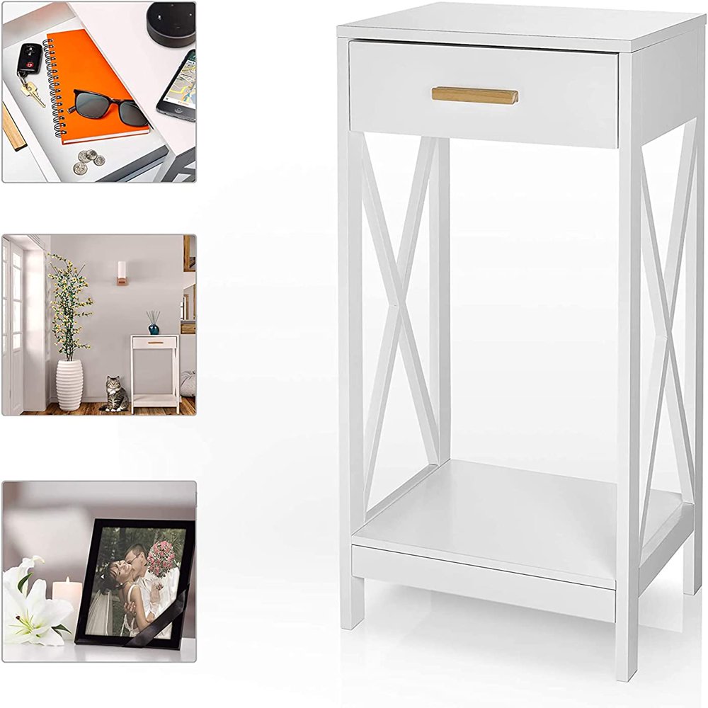 

Choice Modern Side Table and Nightstand w Single Drawer Storage
