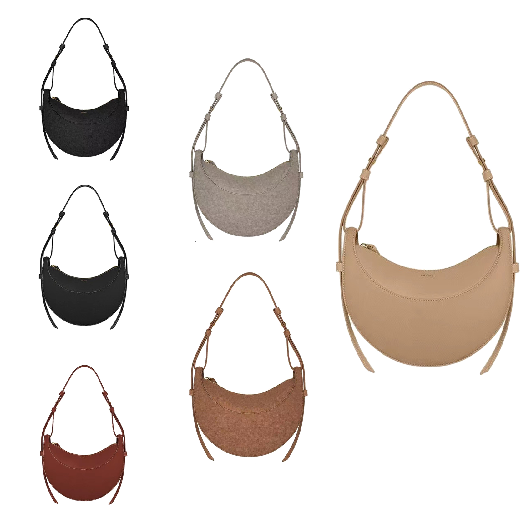 

polenes cyme clutch makeup bag Polene Numero dix Luxury Genuine Leather half moon Bag jodie handbag Designer Womens mens Crossbody tote borse lusso Shoulder Bags, Khaki