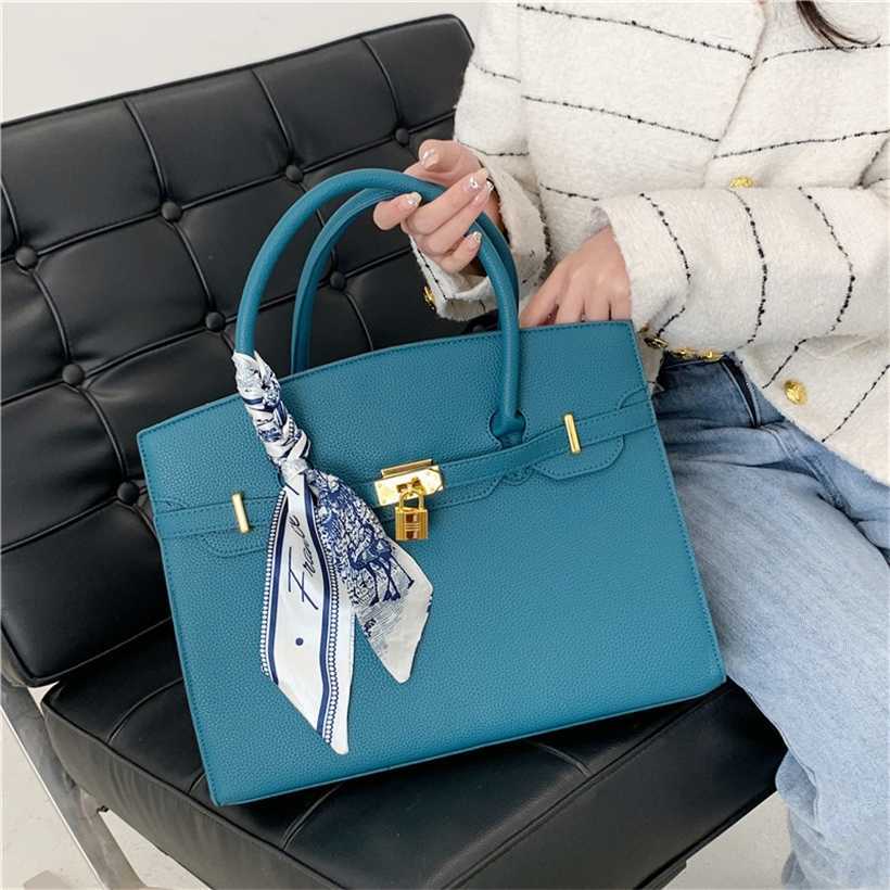 

14% OFF 2023 Fashion handbag Handheld Tote Small Square Bag New One Shoulder Scarf Crossbody Large Capacity Factory Goods Litchi Pattern, Black8