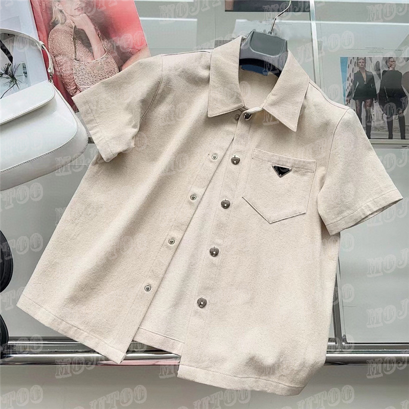 

Metal Badge Shirts Tees Women Designer T Shirt Tops Summer Casual Loose Blouse For Female, Beige