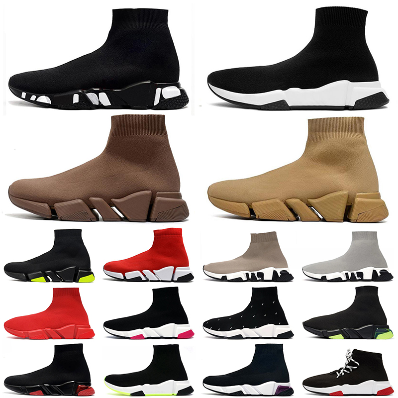 

balenciagas speed trainer for men women shoes platform 17FW Vintage Triple Black White Beige Socks Boots Designer sock Trainers Sneakers Runners des chaussures, C4 36-45 light grey
