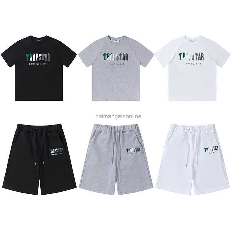 

Designer Fashion Clothing Tees Tshirt Trapstar Green White Towel Embroidered Short Sleeve Shorts Set Summer Short Sleeve Cotton Casual Sports Two Piece Set, White top