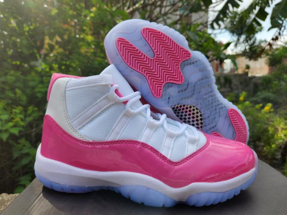 

With Box 11 Hot Pink High Basketball Shoes Men Women 11s White Pink Sneaker