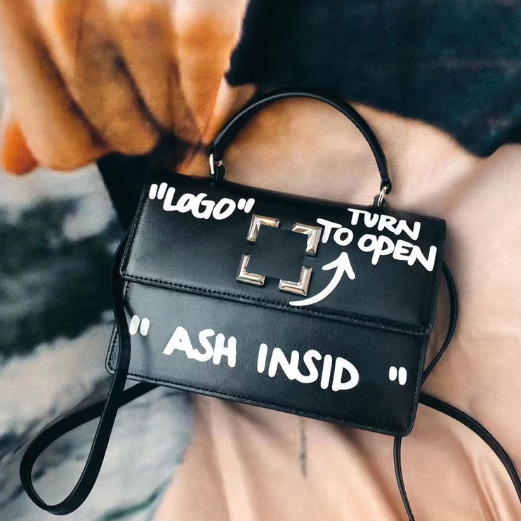 

Fashion Top handle off graffiti messenger bag womens tote handbag Hobo Designer Shoulder bag Genuine Leather satchel mens purse Luxury sling Cross body clutch bags, Black