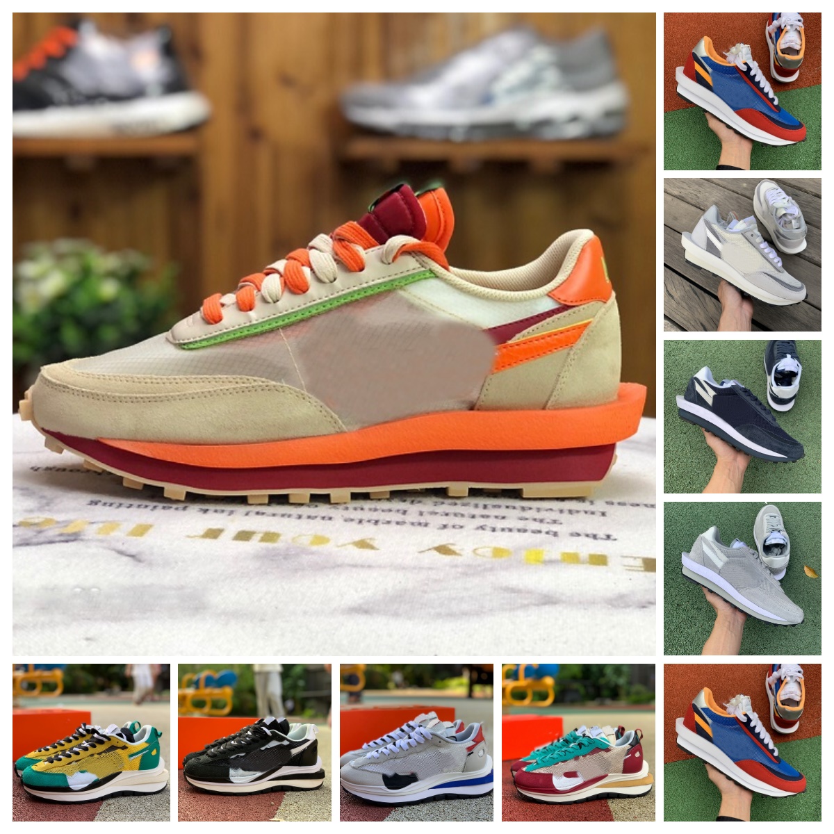 

SACAiS Orange Blaze Waffle VaporWaffle Running Shoes Mens Womens Nylon White Black Sail Gum Sesame Game Royal Fragment Grey Blue Void LDV Green Gusto Men Sneakers, Bubble package bag