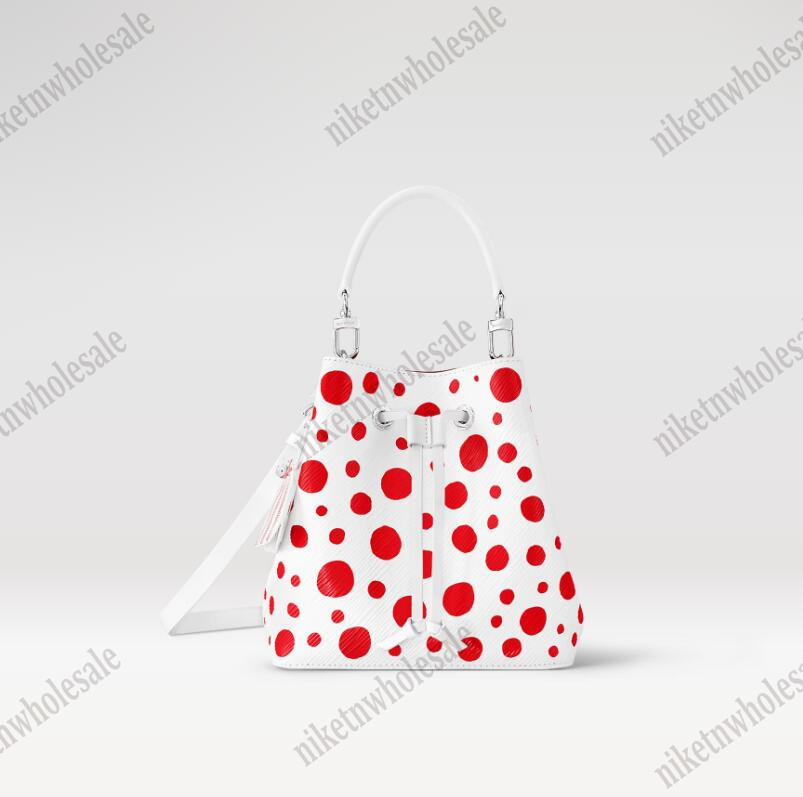

Luxury Yayoi Kusama Bucket Handle Bags YK Dots Shoulder Bag Embossed Monograms Leather Designer Women Handle Bag Wallet Purse, Color#01