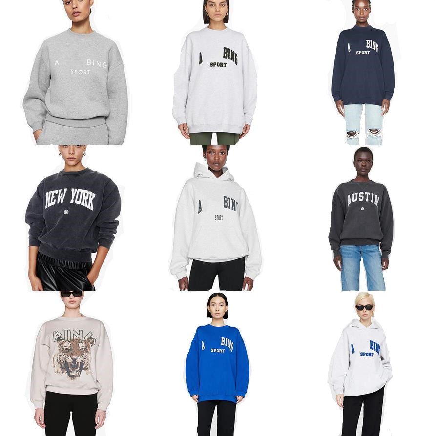 

Women Hoodies Anine Bing City Designer Pullover top Classic Letter Embroidery Inside Fleece Round Neck Sweater Long Sleeves Hoodie Womens Sports Loose Hoodies, 25
