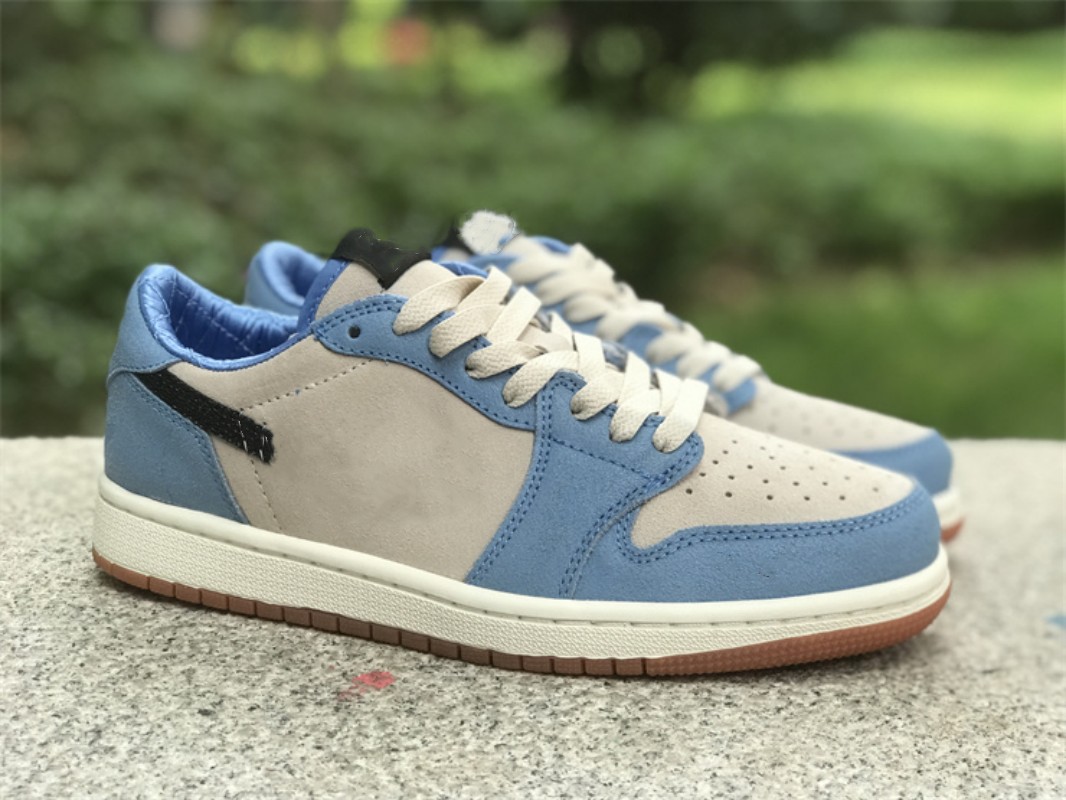 Chaussures de basket Jumpman 1 LOW Burst Bleu Jaune 1S OG Hommes / Femmes Sport Sneaker Avec Boîte D'origine