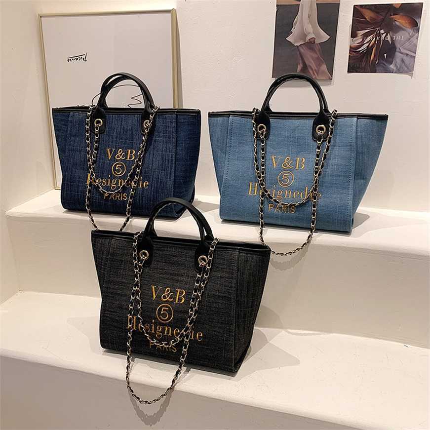 

50% off factory online Canvas handbag Fashion large New one shoulder women's Short distance travel denim, Black6
