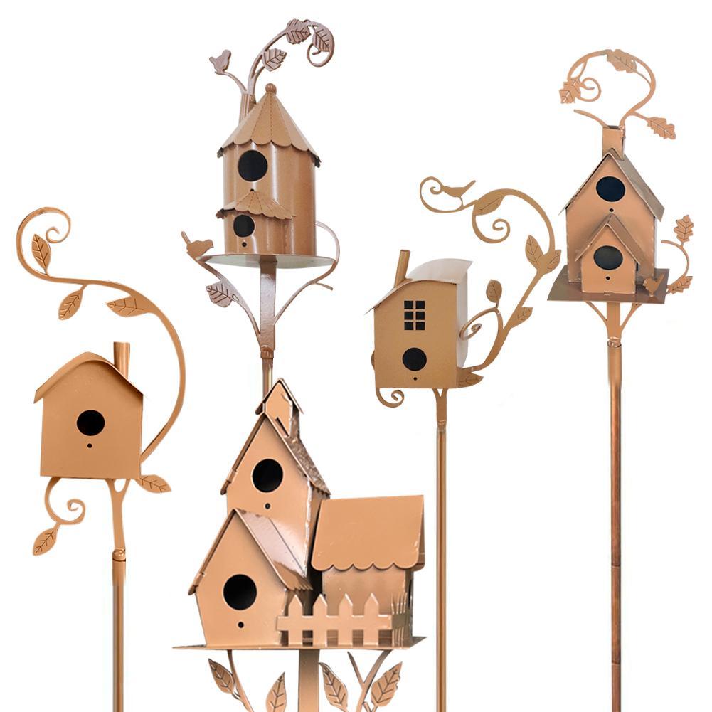 

Supplies Garden Stake Birdhouse Attractive Bird Feeder Exquisite Garden Stakes Metal Art With Rod Birdhouse Feeder for Home Garden Decor