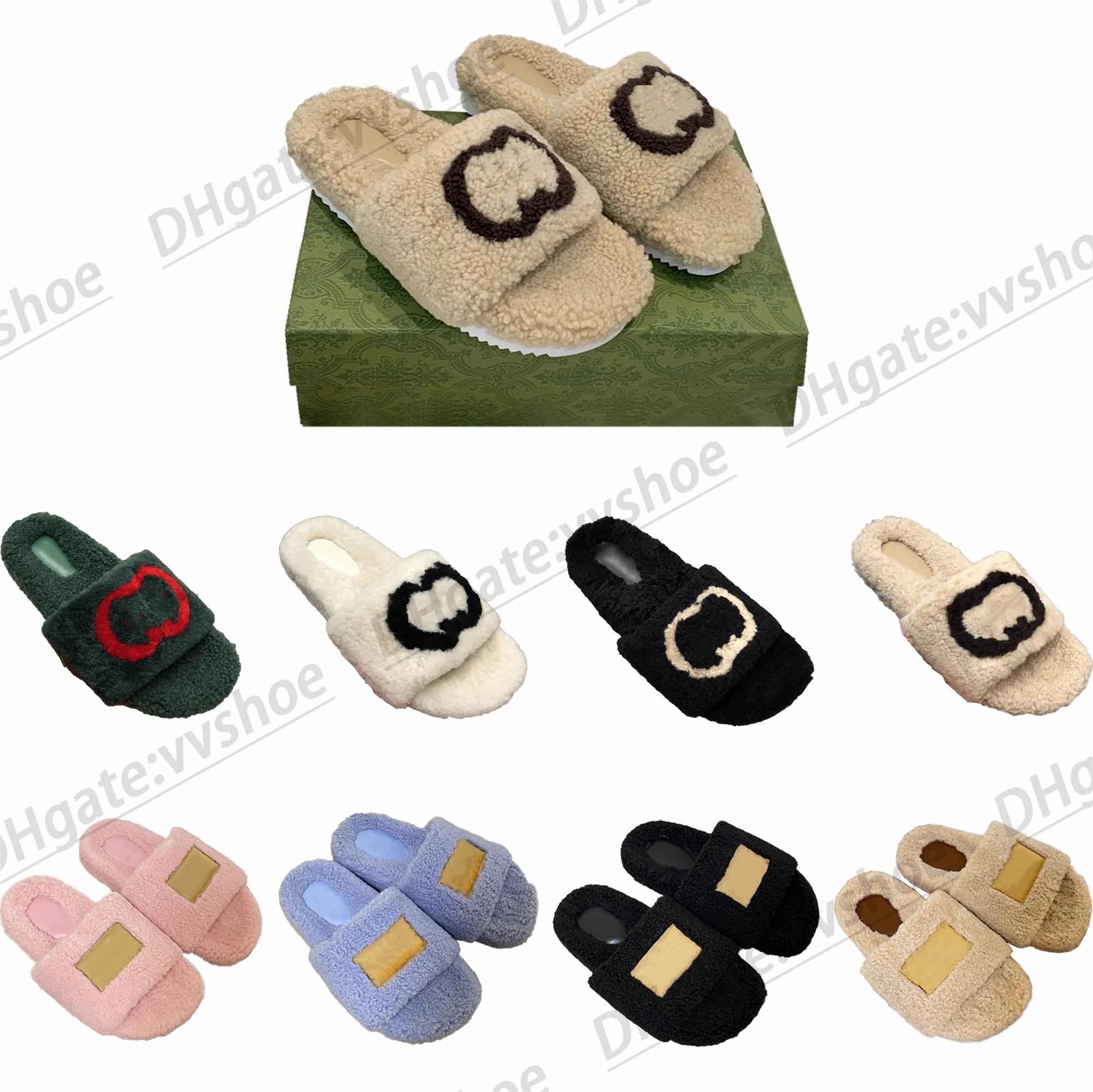 

Fur slide shoe designer woman luxury sandal with men summer interlocking G letter comfort beach flat slipper classic outside easy to wear with box, #3