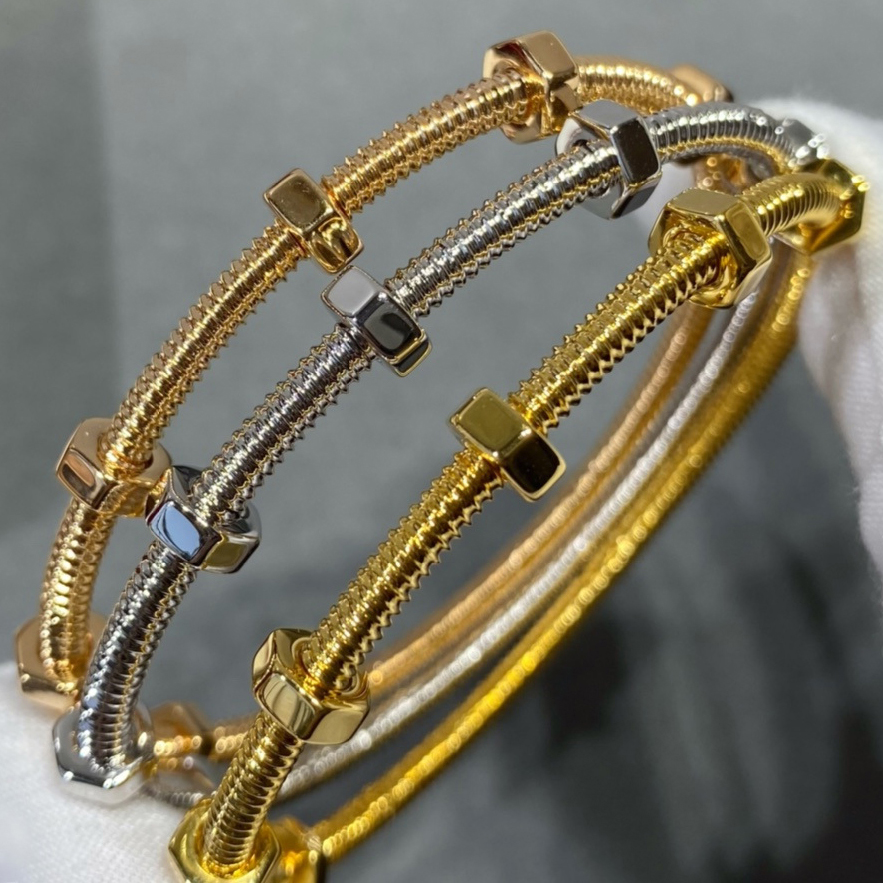 

thin Nail BIG couplebangle designer for man Gold plated 18K couple for woman T0P Advanced Materials rose gold classic style anniversary gift with box 022 C