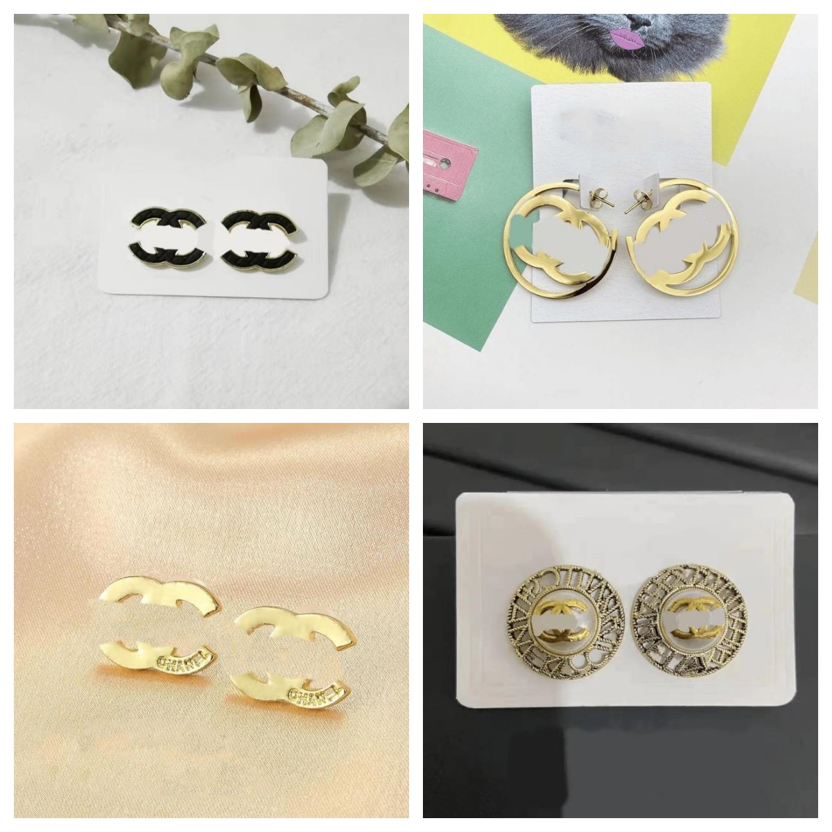 

20style Fashion Luxury Brand Designers Double Letters Stud Clip Chain Geometric Famous Women 925 Silver Crystal Rhinestone Earring Wedding Party Jewerlry