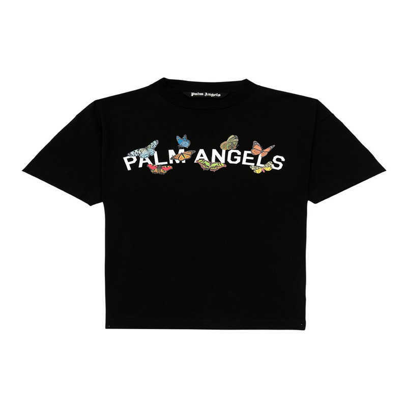 

Designer Fashion Clothing Tees Tshirt Palms 20ss color butterfly letter short sleeve T-shirt for men women Luxury Streetwear Casual Sportswear Tops for sale Angels, Black
