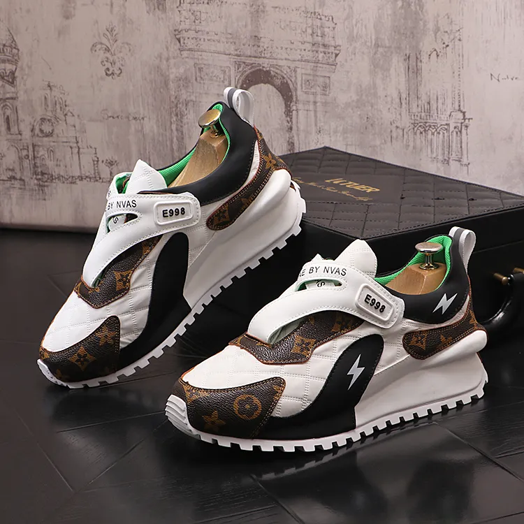 

European Designers Wedding Dress Party Shoes Spring Fashion Breathable Casual Sneakers Light Round Toe Thick Bottom Business Leisure Driving Walking, Black