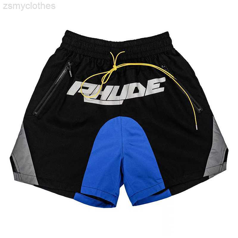 

Men' Shorts Rhude Side Letter Print Drawstring Five-point Pants Pill Zipper Shorts High Street Men Women Black Mesh Lined Beach Shorts