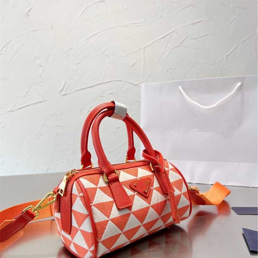 

14% OFF 2023 Fashion hand Summer orange color contrast Korean Boston banquet pillow zipper solid soft handle women's bag, White6