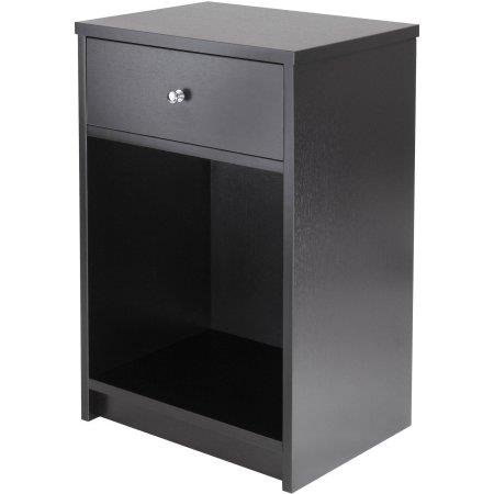 

Black Nightstand Side End Table Bedside Storage Table Stand with 1 Drawer End Shelf