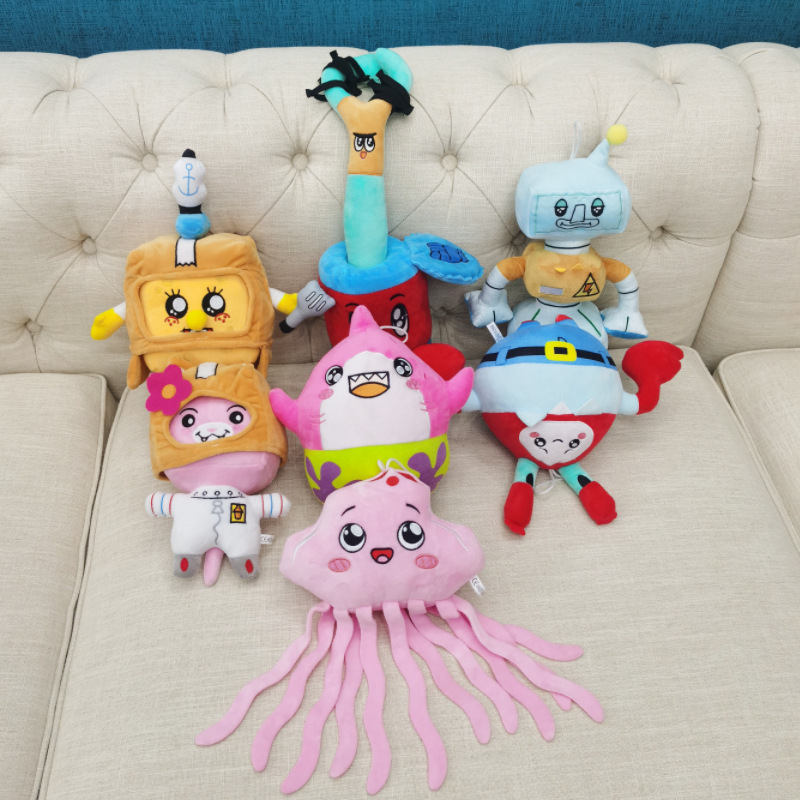 

The New Ocean Series Lankybox Transforms into a Cat Fox Stone Cloud Plush Toy Paper Box Doll, As show