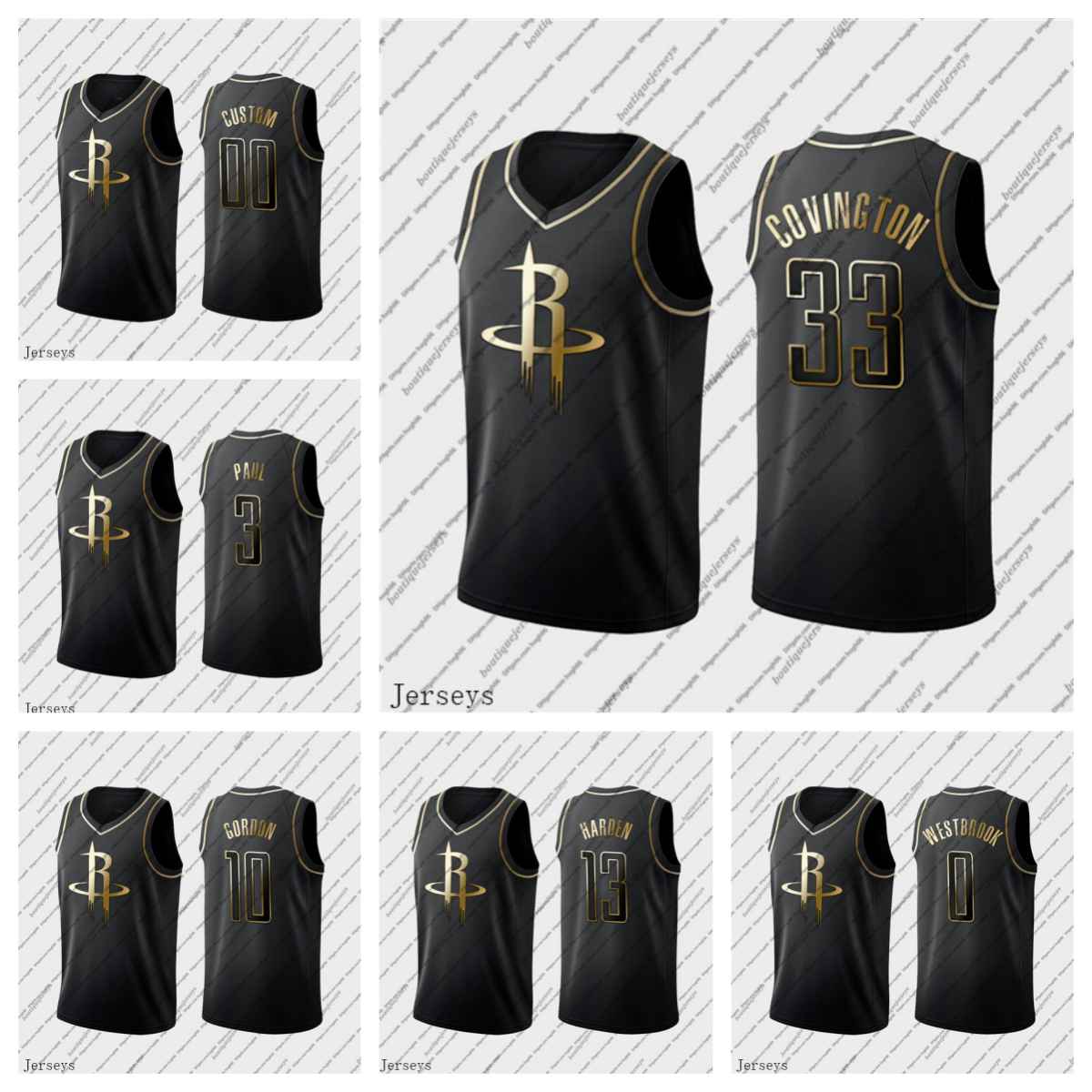 

Custom Houston''Rockets''Men Jersey 33 Covington 10 Gordon 13 Harden 0 Westbrook 3 Paul Black James Russell Chris Edition''NBA''Basketball Jerseys, #6