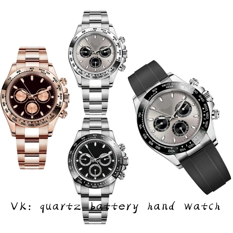Men's VK Quartz battery watch: chronometer watch designer watch 40MM black dial ceramic fashion classic stainless steel waterproof luminous-image-863133791