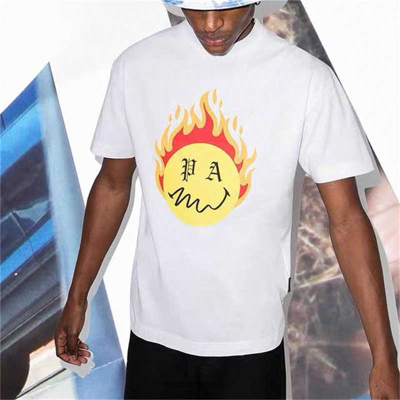 

Designer Fashion Clothing Tees Tshirt Palms Spring/Summer New Flame Smiling Face Letter Print Men's Women's Short Sleeve T-shirt Luxury Casual Tops For sale Angels, Black