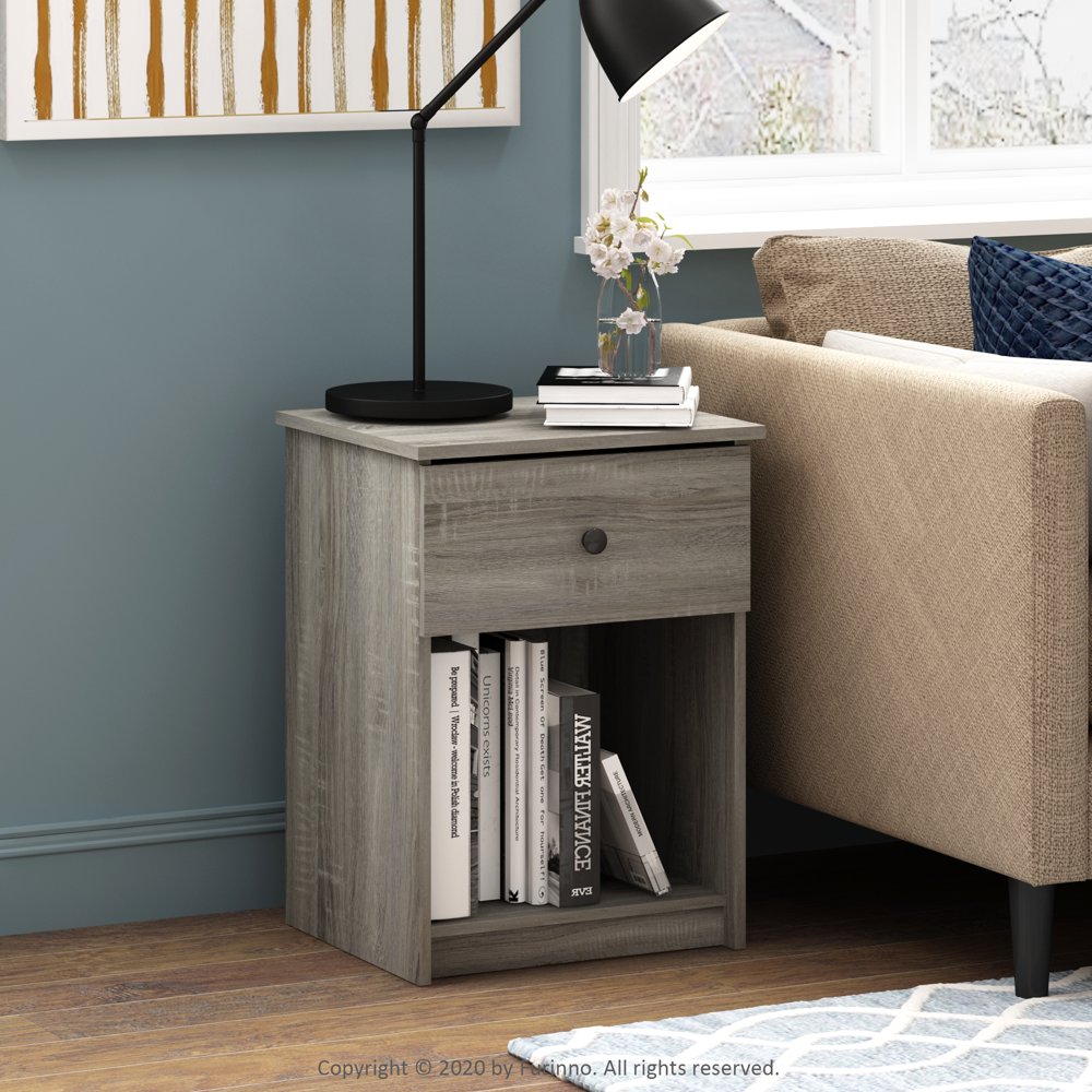 

Lucca Nightstand with One Drawer, French Oak Grey