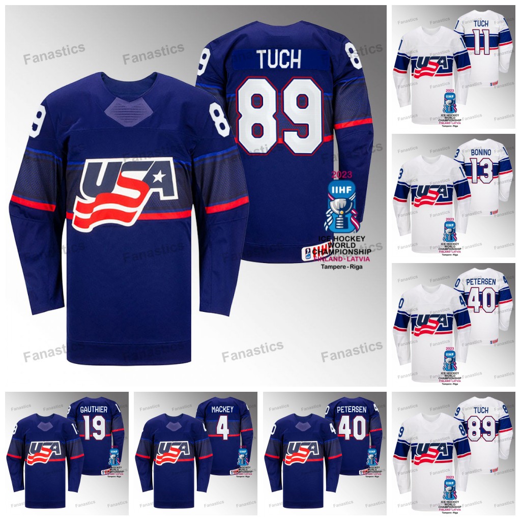 

USA Hockey 2023 IIHF World Championship Jerseys Casey DeSmith Henry Thrun Connor Mackey Ronnie Attard Drew O'Connor Luke Tuch Dylan Samberg Nick Bonino Perunovich, White mens s-3xl